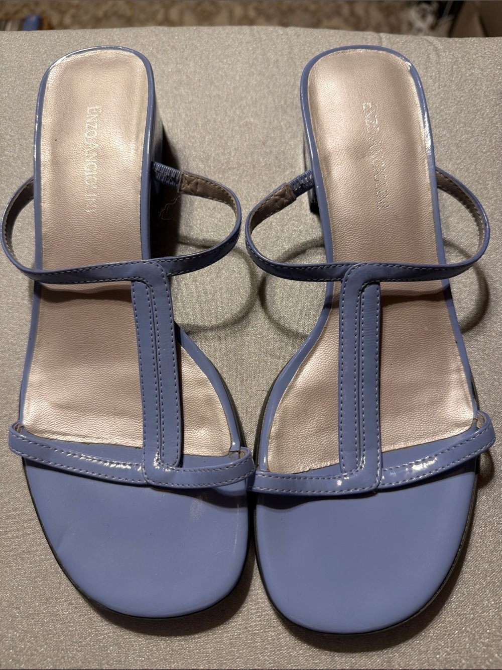 Enzo Angiolini Lavender Blue T-Strap Mule Sandals